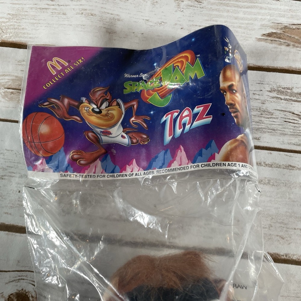 Vintage 1996 Space Jam McDonald's Happy Meal Plush Toys Daffy Duck & Taz Sealed - Picture 3 of 8